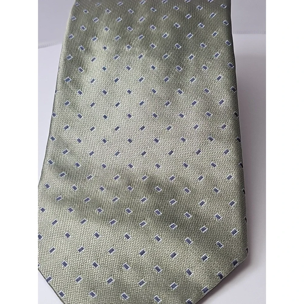Calvin Klein Silk Tie Woven Green Geometric‎ 100% Skill